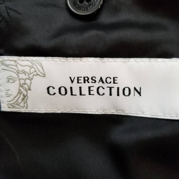 Versace Collection Men's Black Microcheck 2 Button Blazer Size 50 / L Large - Picture 7 of 13